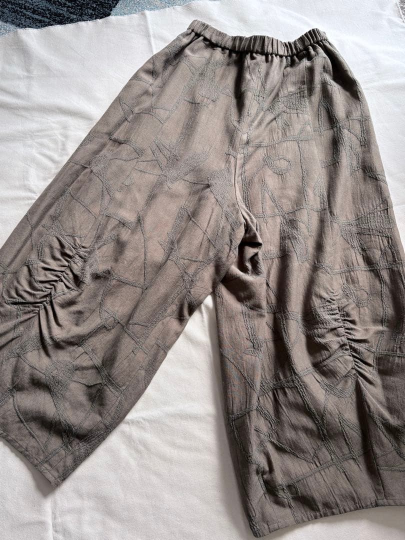 たまてばこ２点おまとめ慈雨オリーブグリーン シワ加工 パンツ+グレーベスト