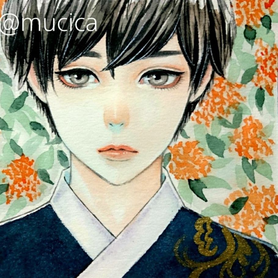 ポストカード 手描きイラスト 《 金木犀 》 水彩画 オリジナル