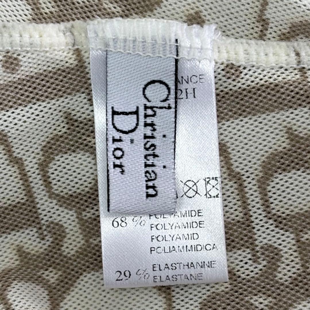美品　Christian Dior　キャミソール　ロゴ　リボン　M　ベージュ