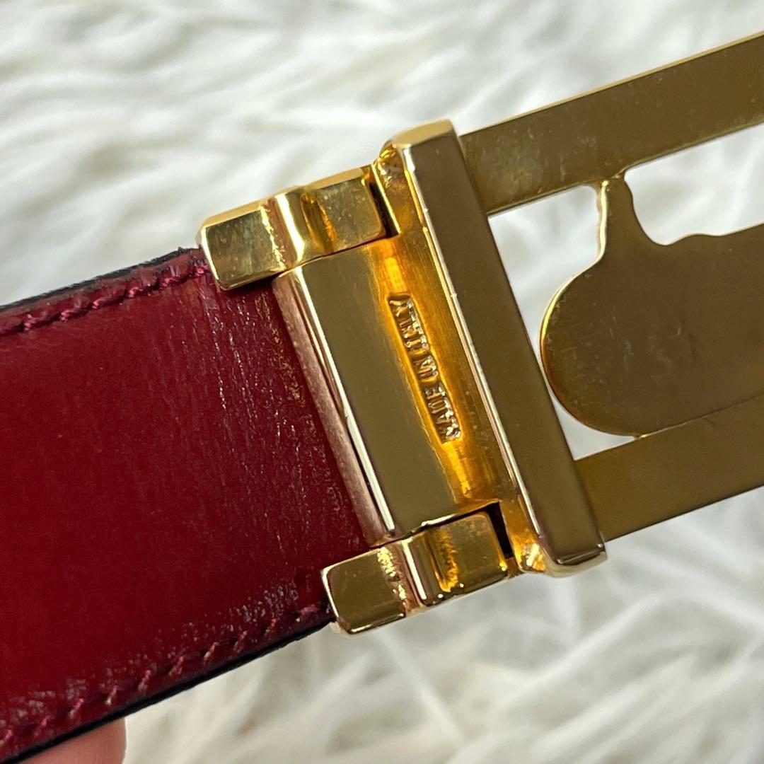 未使用保管品　CELINE ベルト　リバーシブル　馬車金具　ゴールド　黒×茶