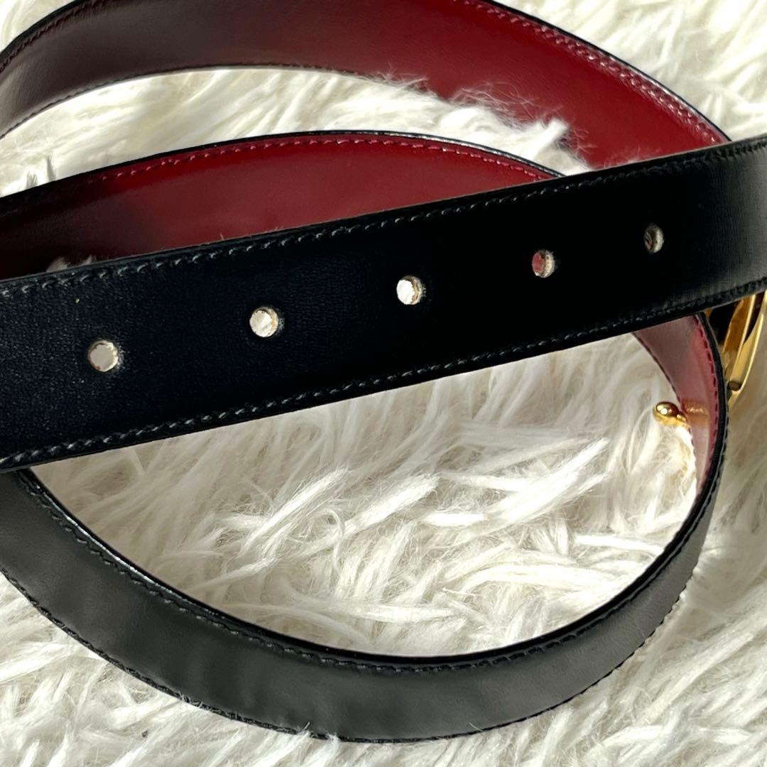未使用保管品　CELINE ベルト　リバーシブル　馬車金具　ゴールド　黒×茶