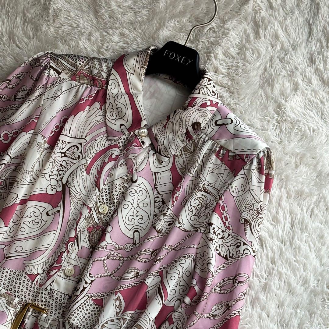 人気完売品✨グレースクラス　スカーフプリントワンピース　ベルト　七分袖　総柄