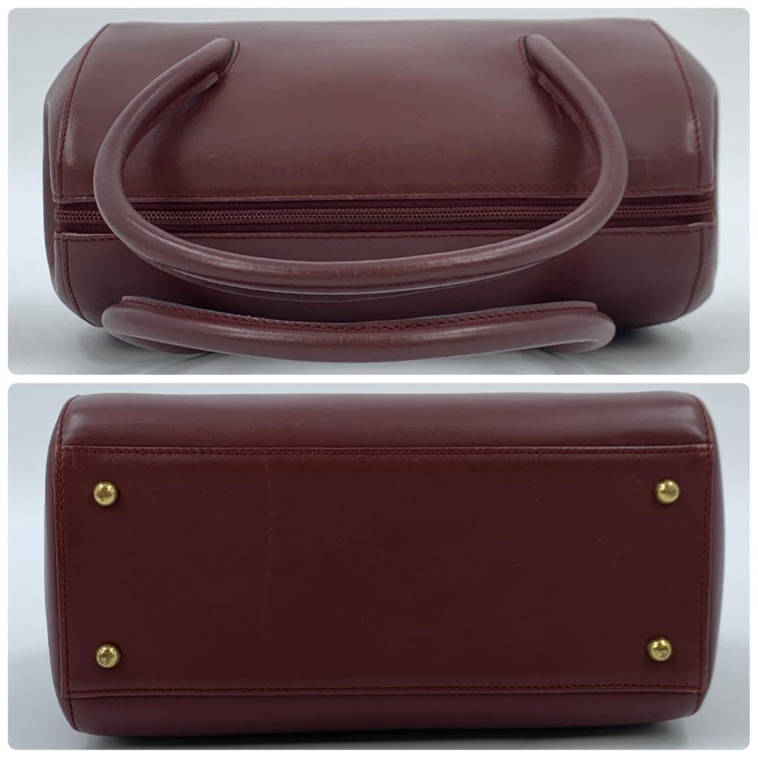 カルティエ マストライン トート ハンドバッグ ミニボストン ボルドー レザー