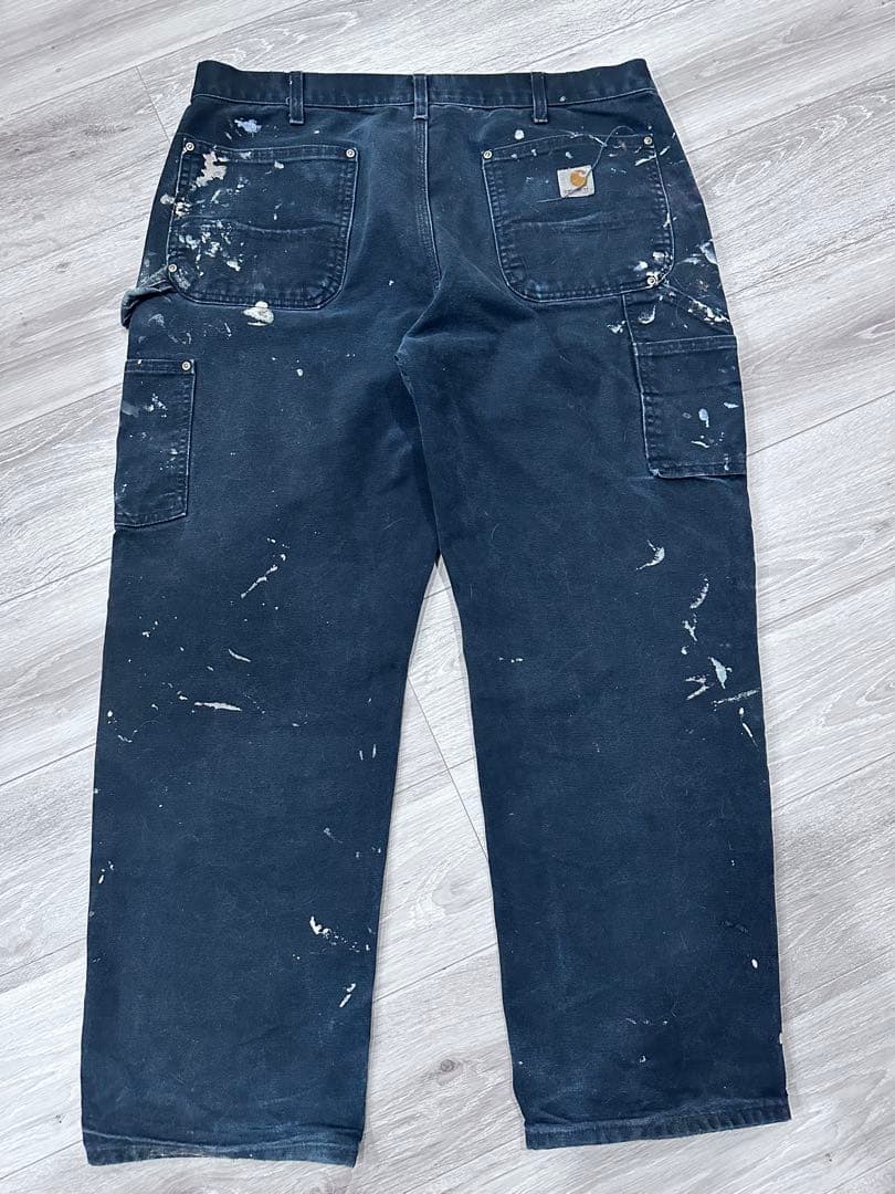 Carhartt ダブルニー ペンキ W36×30 USA製 ブラック