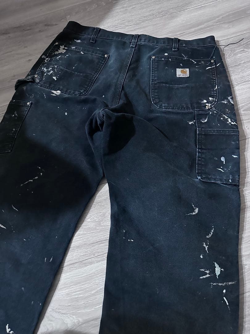 Carhartt ダブルニー ペンキ W36×30 USA製 ブラック