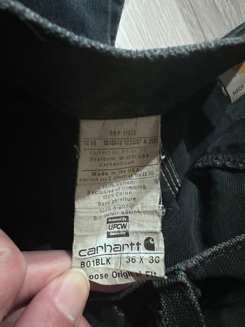 Carhartt ダブルニー ペンキ W36×30 USA製 ブラック