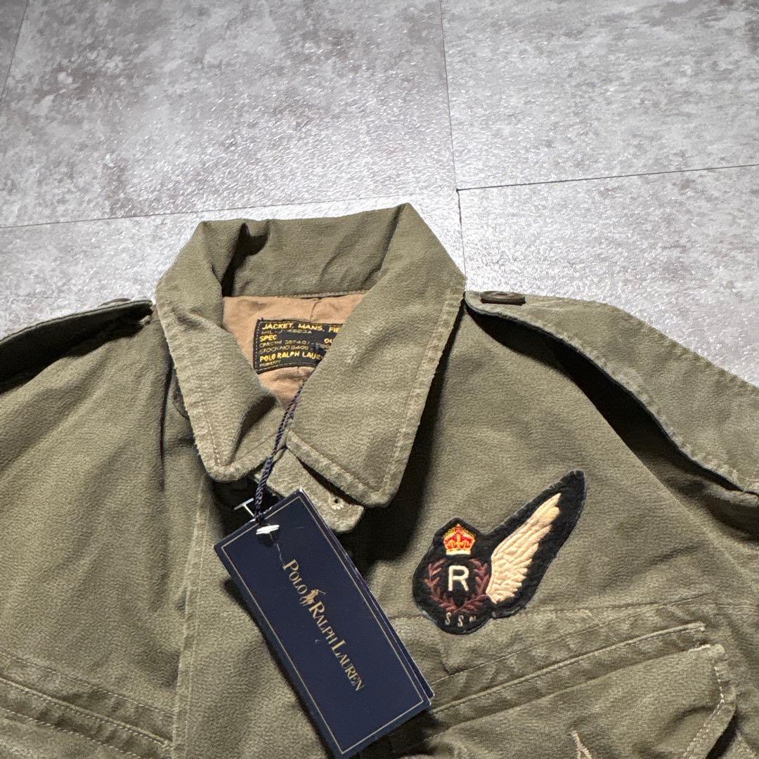 名作　ラルフローレン　コンバットジャケットミリタリー M65 ごま塩 ワッペン