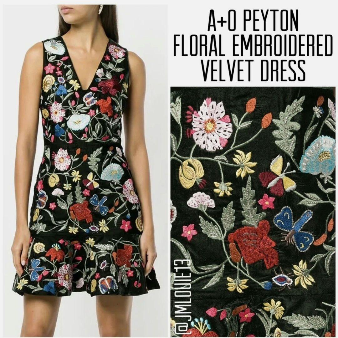 alice+olivia　アリスオリビア　花柄刺繍ワンピース　ミニドレス　xs