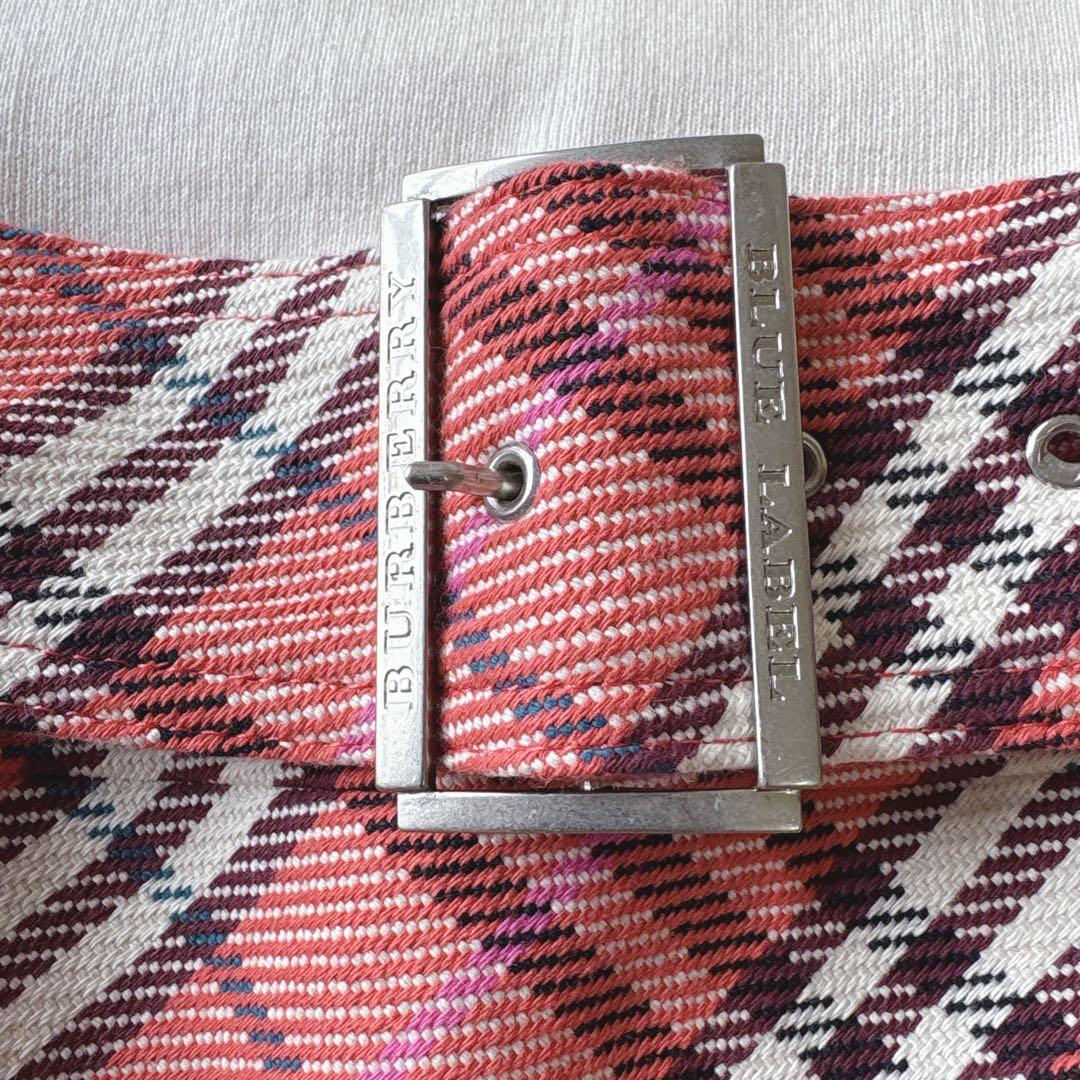 バーバリーブルーレーベル ノースリーブワンピース ノバチェック 切り替え ベルト