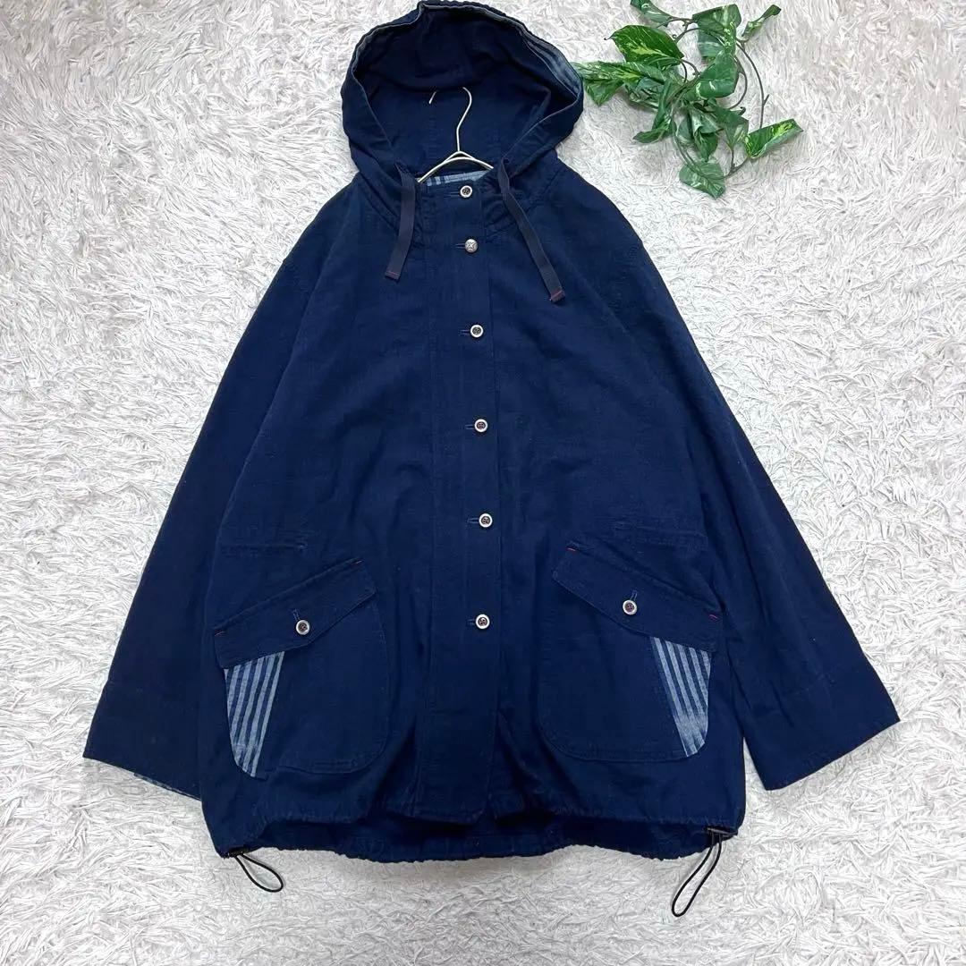 kasurira カスリラ 藍染め フード付き ジャケット ブルゾン ストライプ