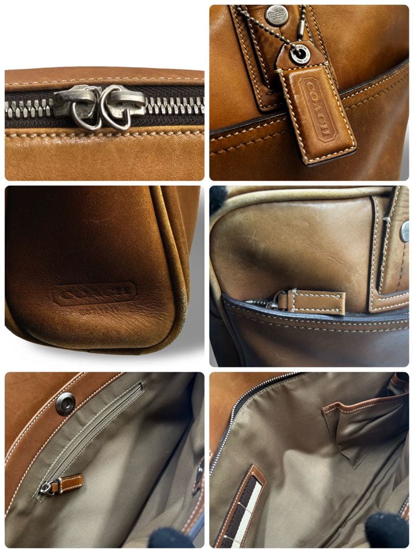 【ヴィンテージ】コーチ 2way ビジネスバッグ　ショルダー　オールレザー　茶