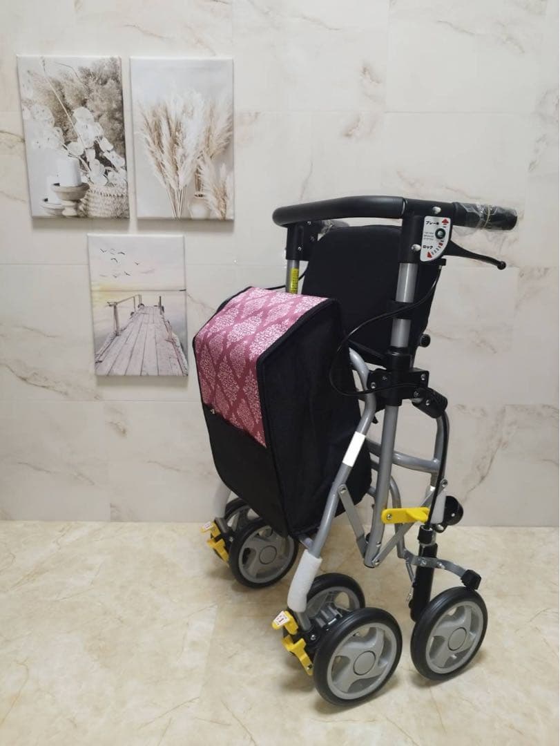 シンフォニーSPスリム　ピンク柄　歩行車シルバーカー