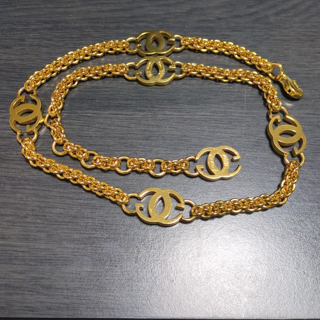 GUCCI　グッチ　チェーンベルト　ダブルG　インターロッキング　ゴールド