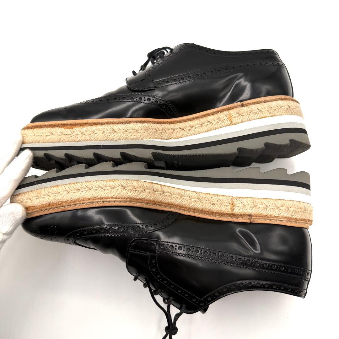 超美品　PRADA ブラック　レザー　ドレスシューズ　ウィングチップ　26㎝