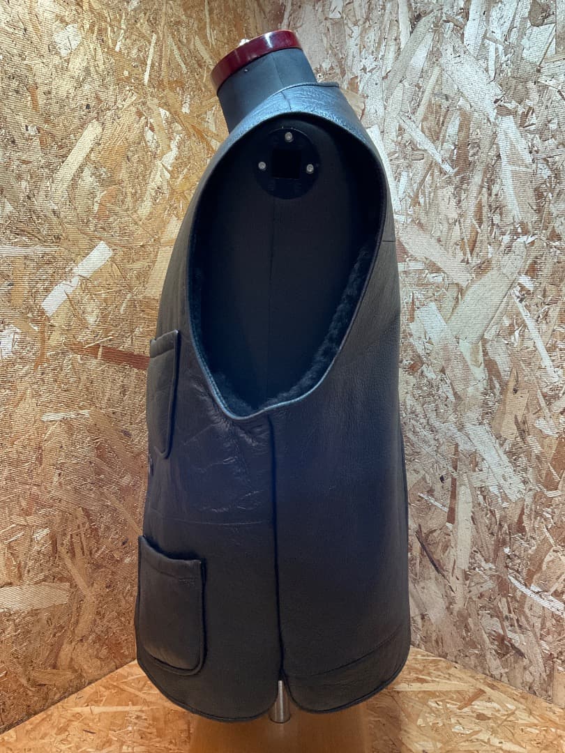 ポールスミス 90s イングランド製 ムートン レザーベスト ジレ 黒 M