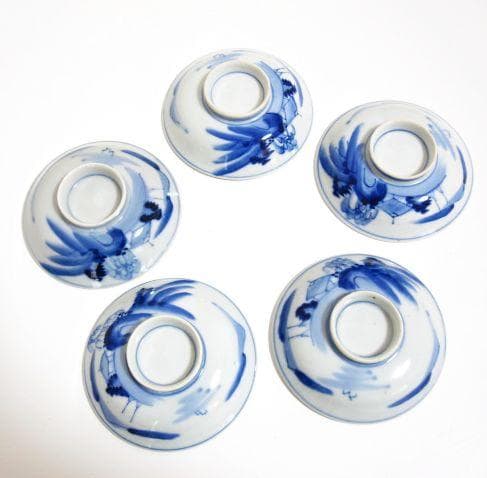 骨董品 アンティーク 蓋付き小鉢 5客セット　何焼きか不明？