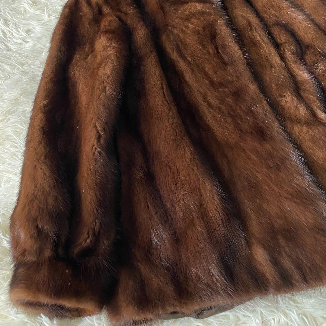 【美品✨】ミンク 毛皮 ファーコート ブラウン 毛並み⭕️ 希少サイズ 15