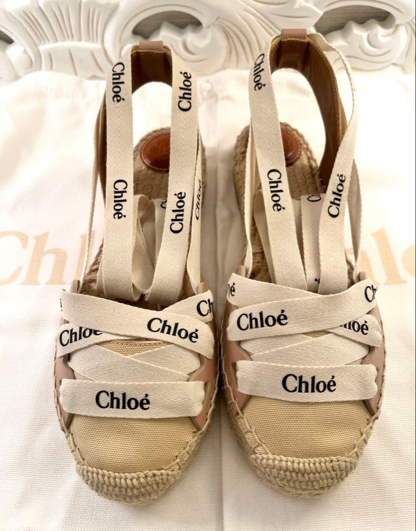 クロエ Chloe レースアップエスパ ドリーユフラット サンダル36