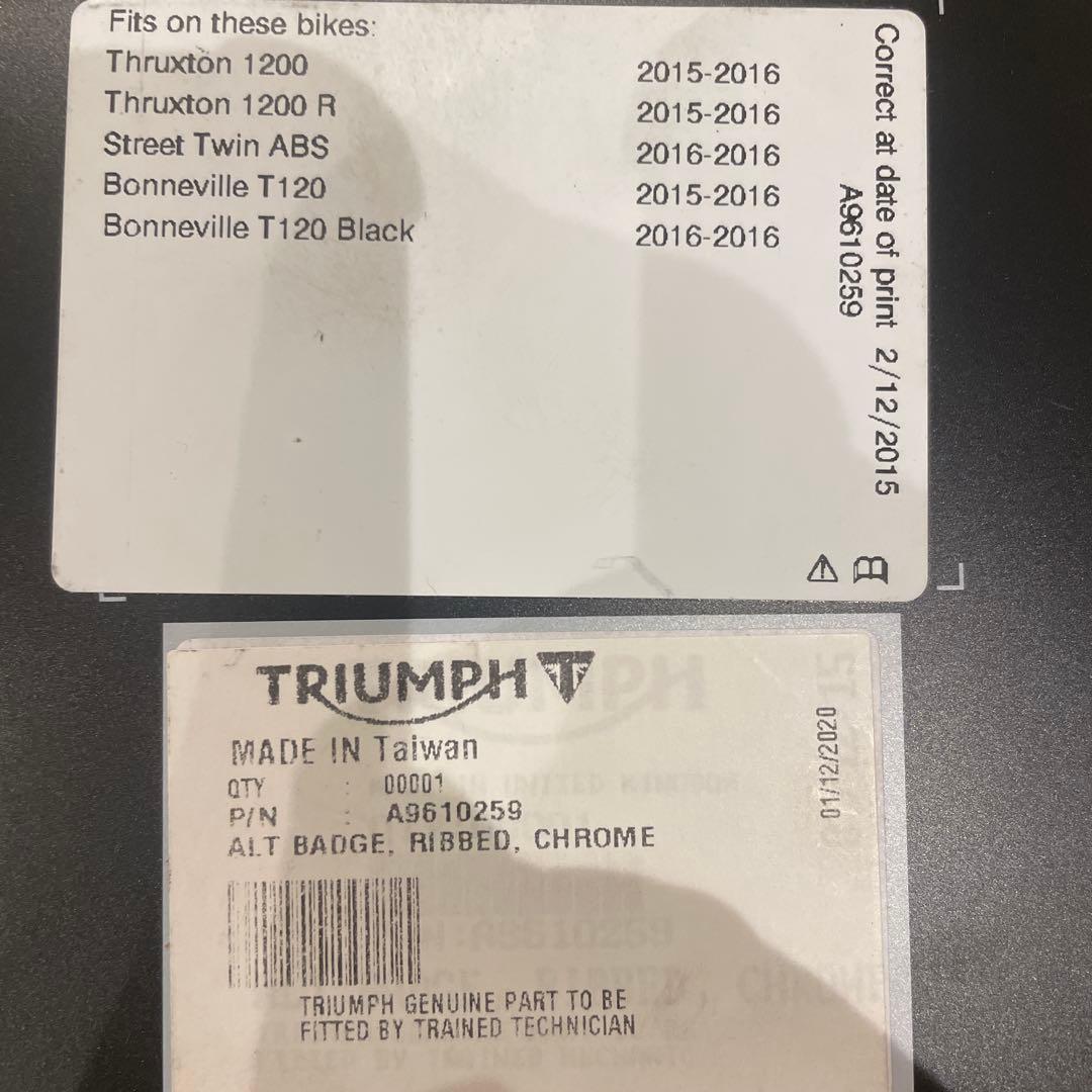 TRIUMPH ボンネビルシリーズ クロームクラッチバッジ＆クロームACGバッジ