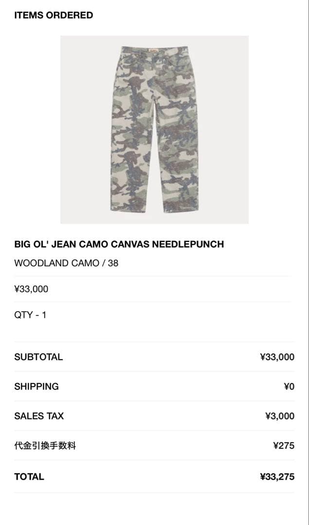 完売品 STUSSY BIG OL カモフラ ジーンズ パンツ ニードルパンチ