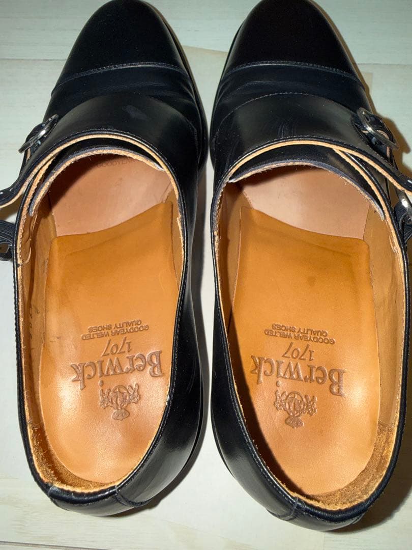 【ほぼ新品】Berwick ダブルモンクストラップシューズ ブラック 収納袋付き