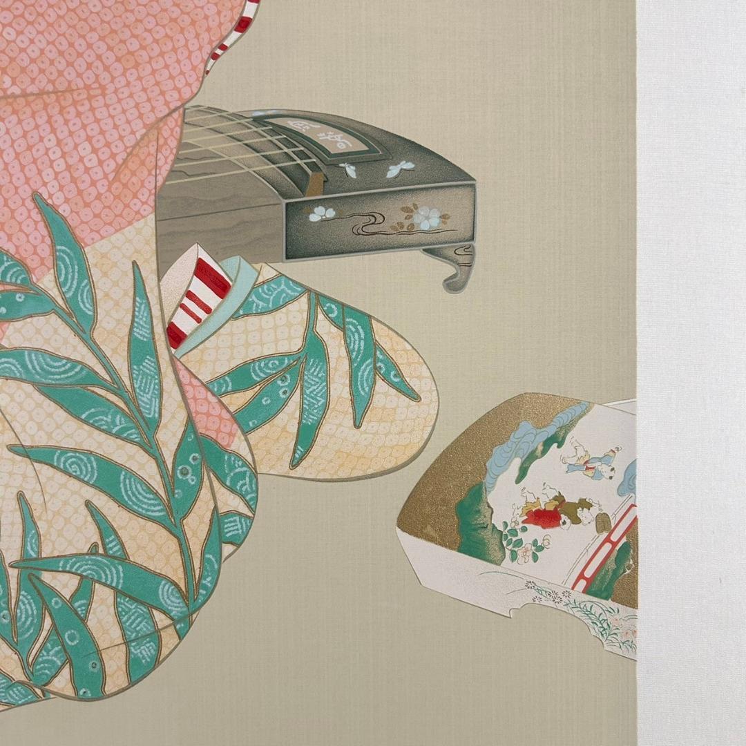 美品 上村松園「娘深雪」シルクスクリーン 上村淳之監修 証明シール有 額縁入り