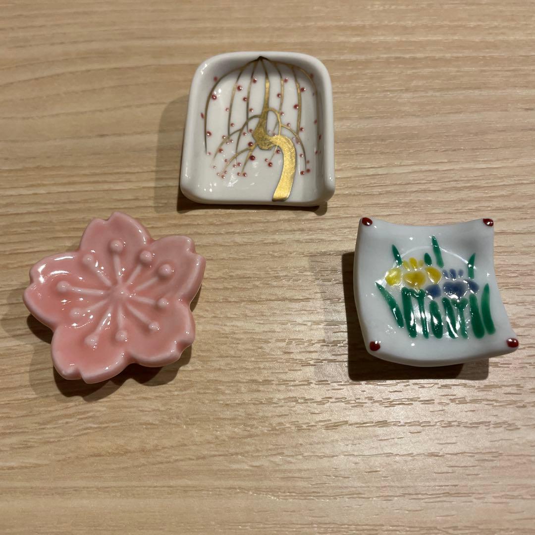 清水焼　箸置き　草花絵変わり　12個セット　木箱　箸置揃　新品未使用