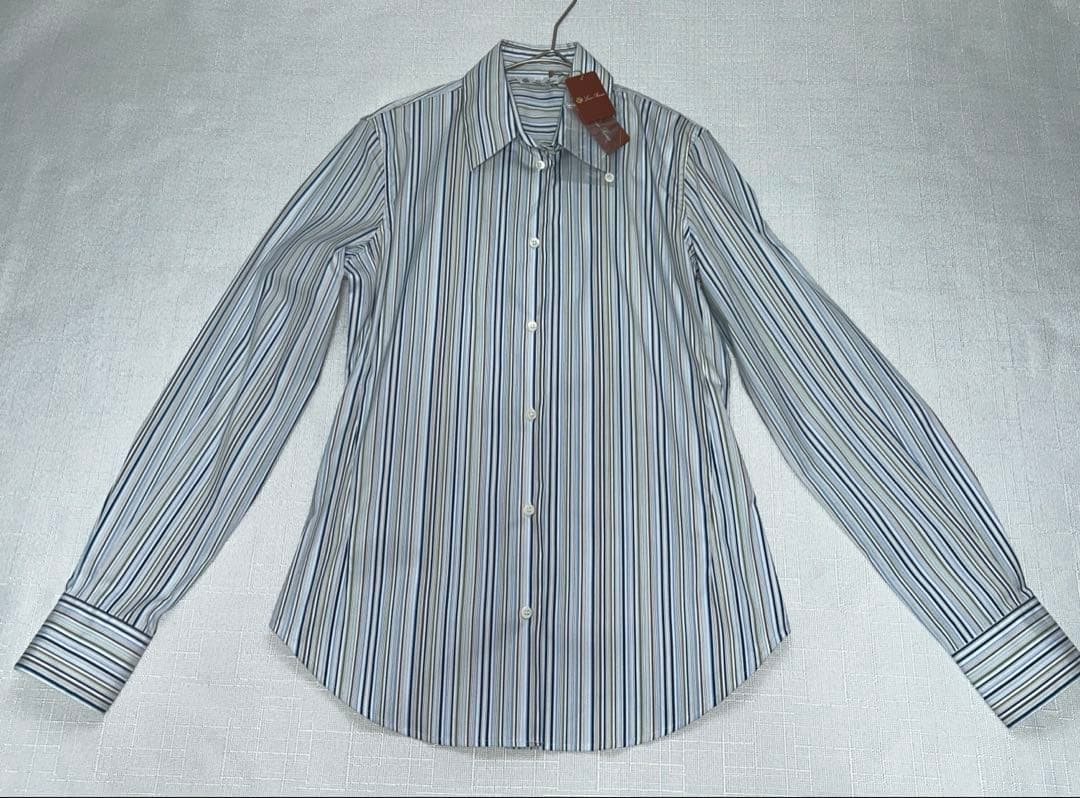 タグ付き Loro Piana ロロピアーナ ストライプ 長袖 シャツ 40