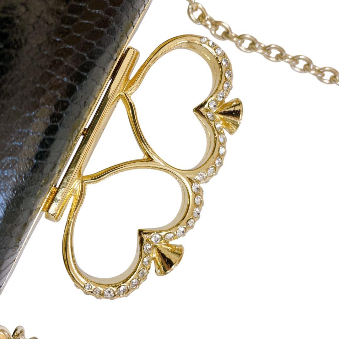 未使用級 ラブモスキーノ チェーンショルダーバッグ ハート ラインストーン