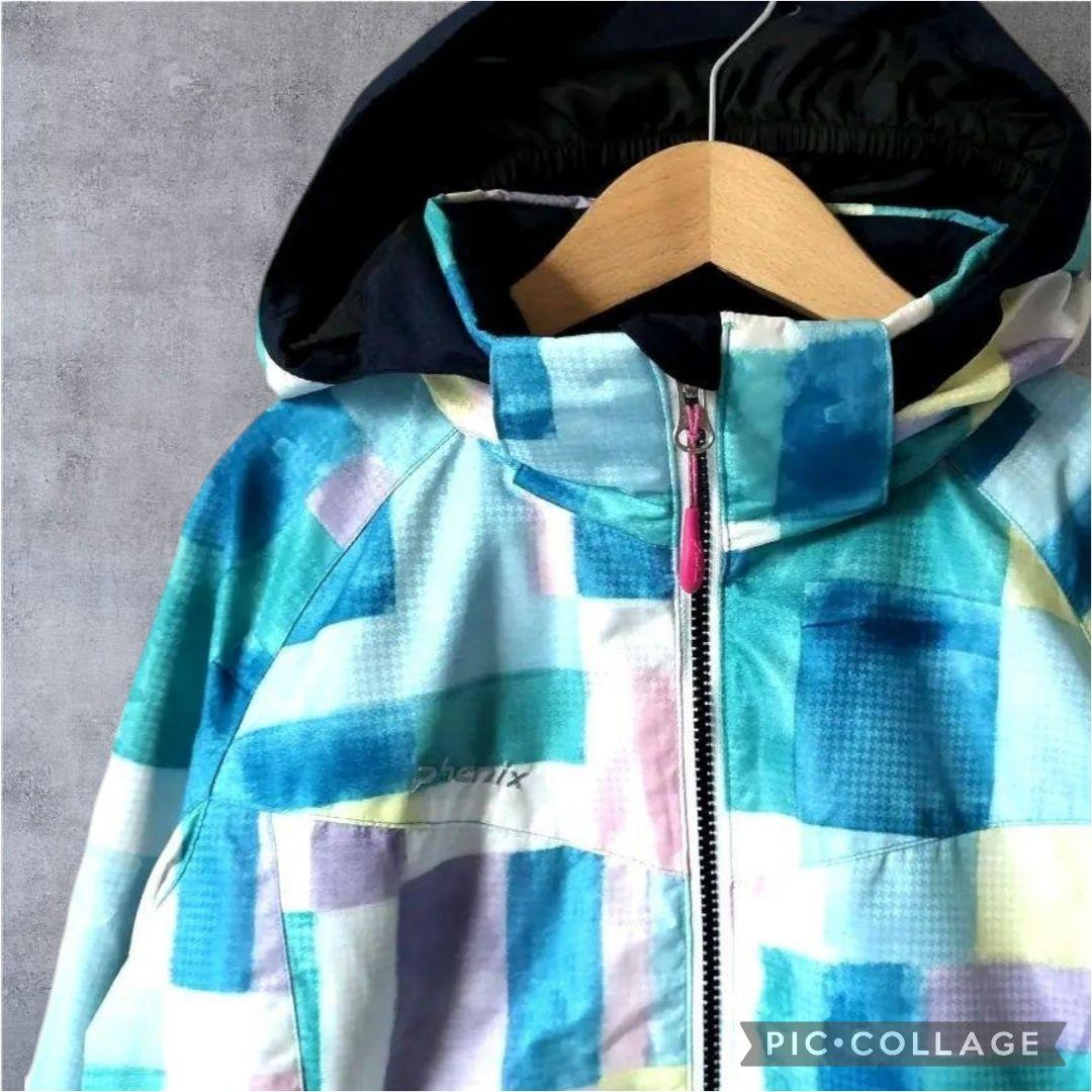 美品☆Phenixスキーウェア上下 女の子150 140 パステルブロック 水色