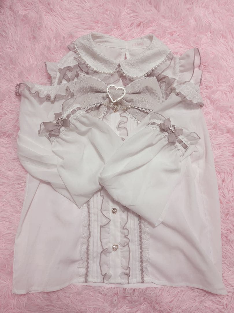 LIZLISA リズリサ BIGリボンオープンショルダーブラウス ピンク