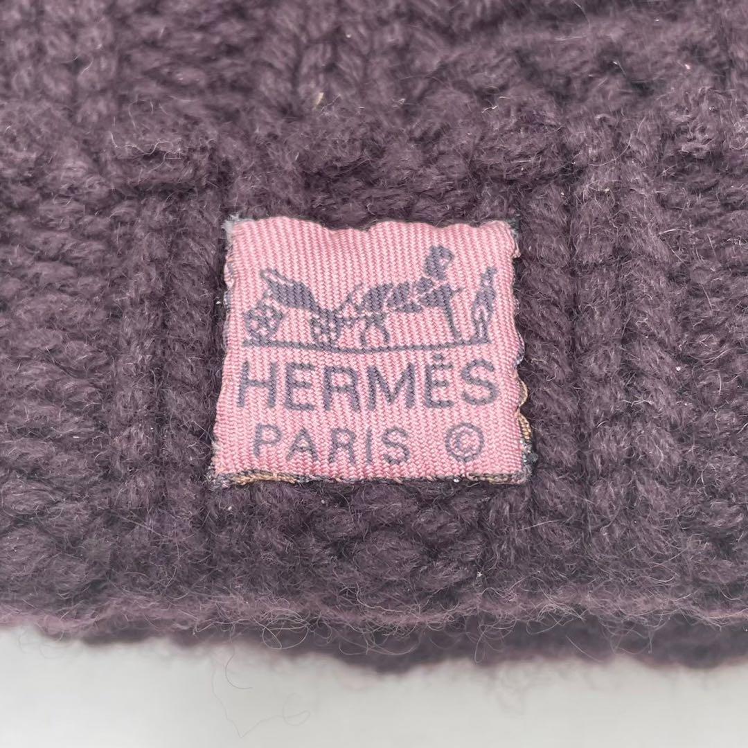 極美品　エルメス　ニット帽　ビーニー　カシミヤ100% H柄　ボルドー　S