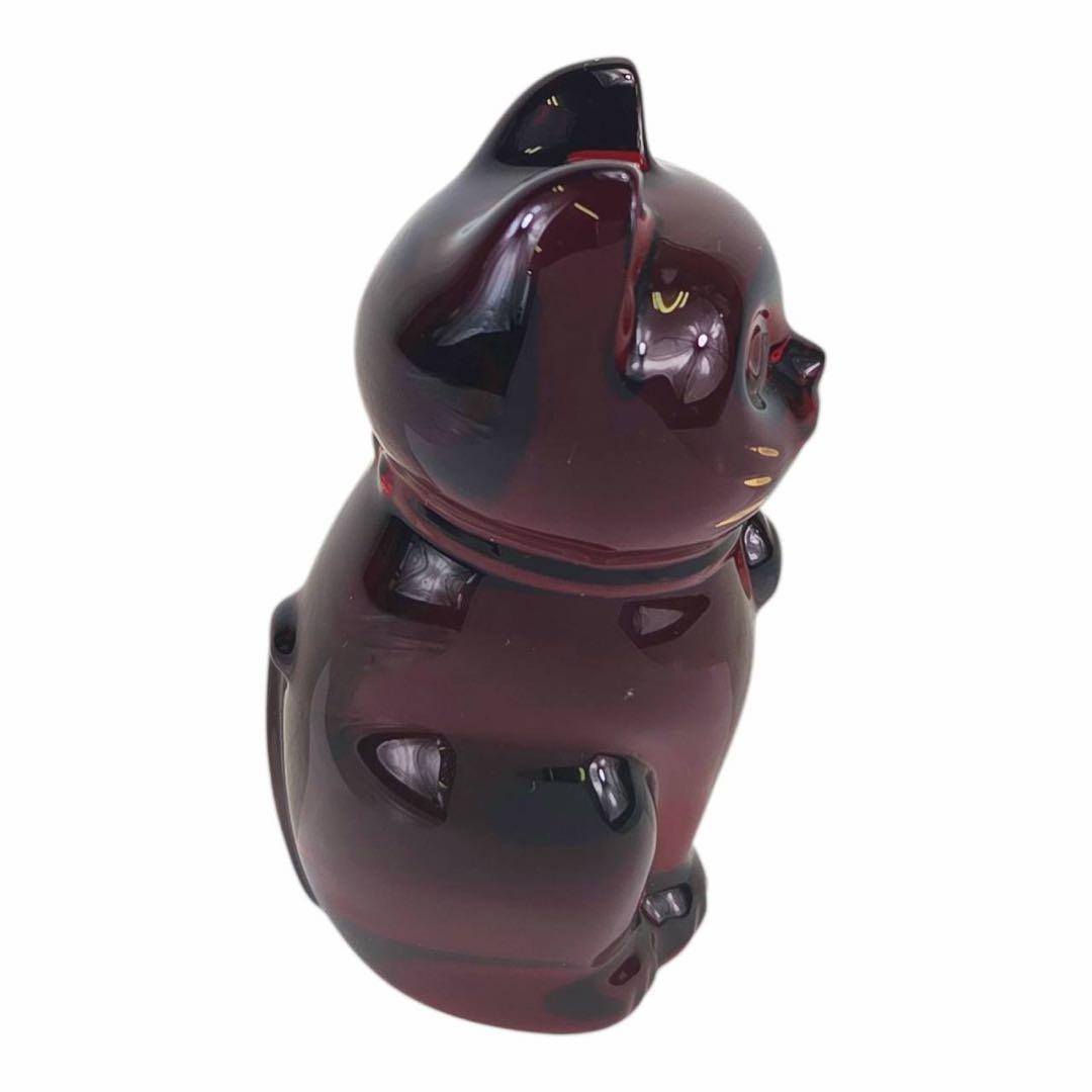 ✨極美品✨Baccarat バカラ 招き猫 レッド×ブラック クリスタル 置物