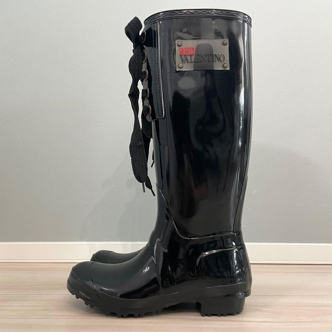 【極美品】レッドヴァレンティノ レインブーツ ブラック 37 箱付き