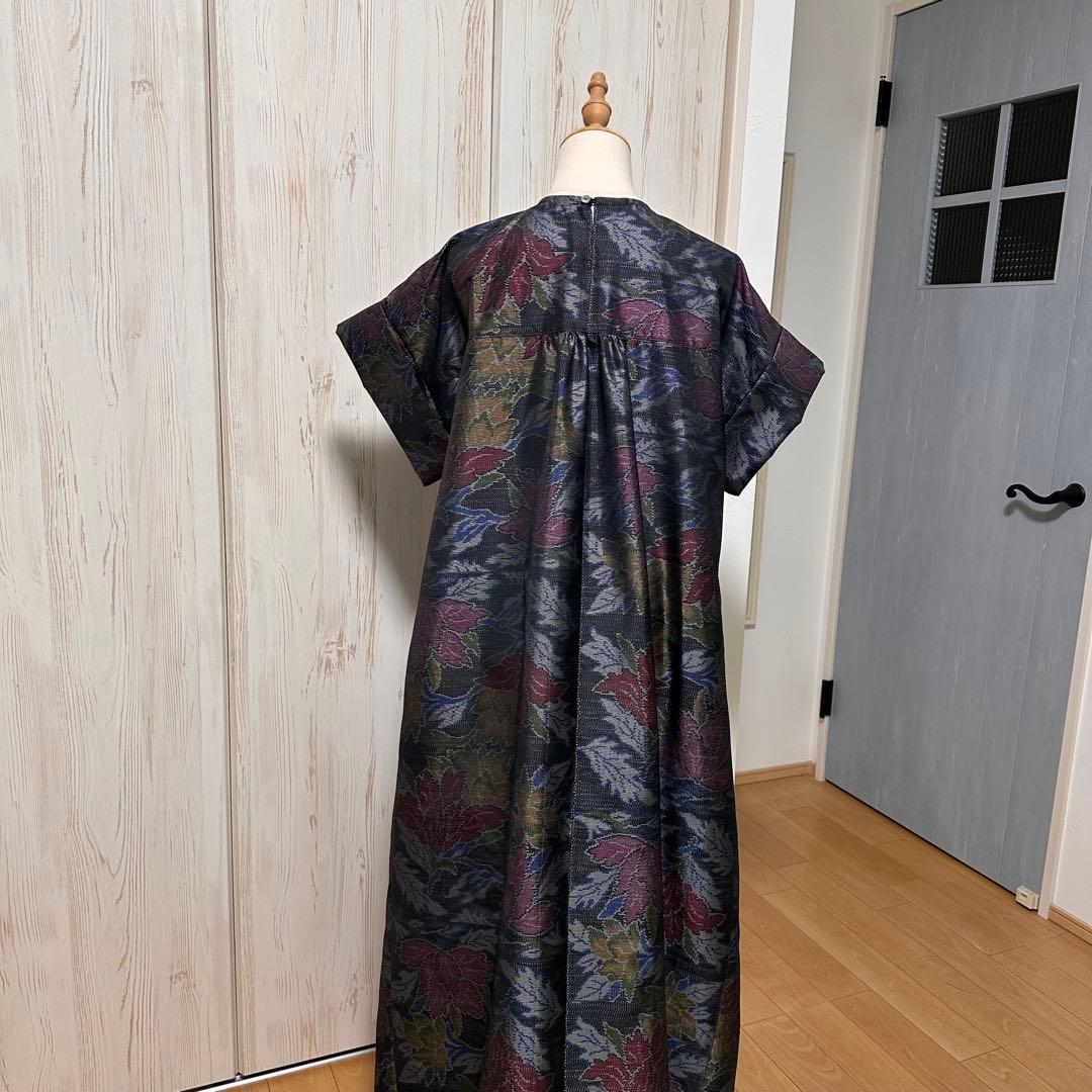 着物リメイク 大島紬からピンタックのゆったりワンピース