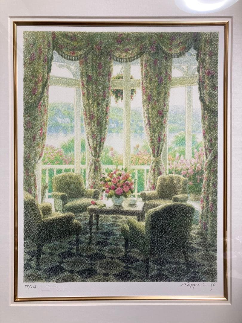 【真作】笹倉鉄平「湖水をながめながら」ジクレー 直筆サイン 保証書有 版画 絵画