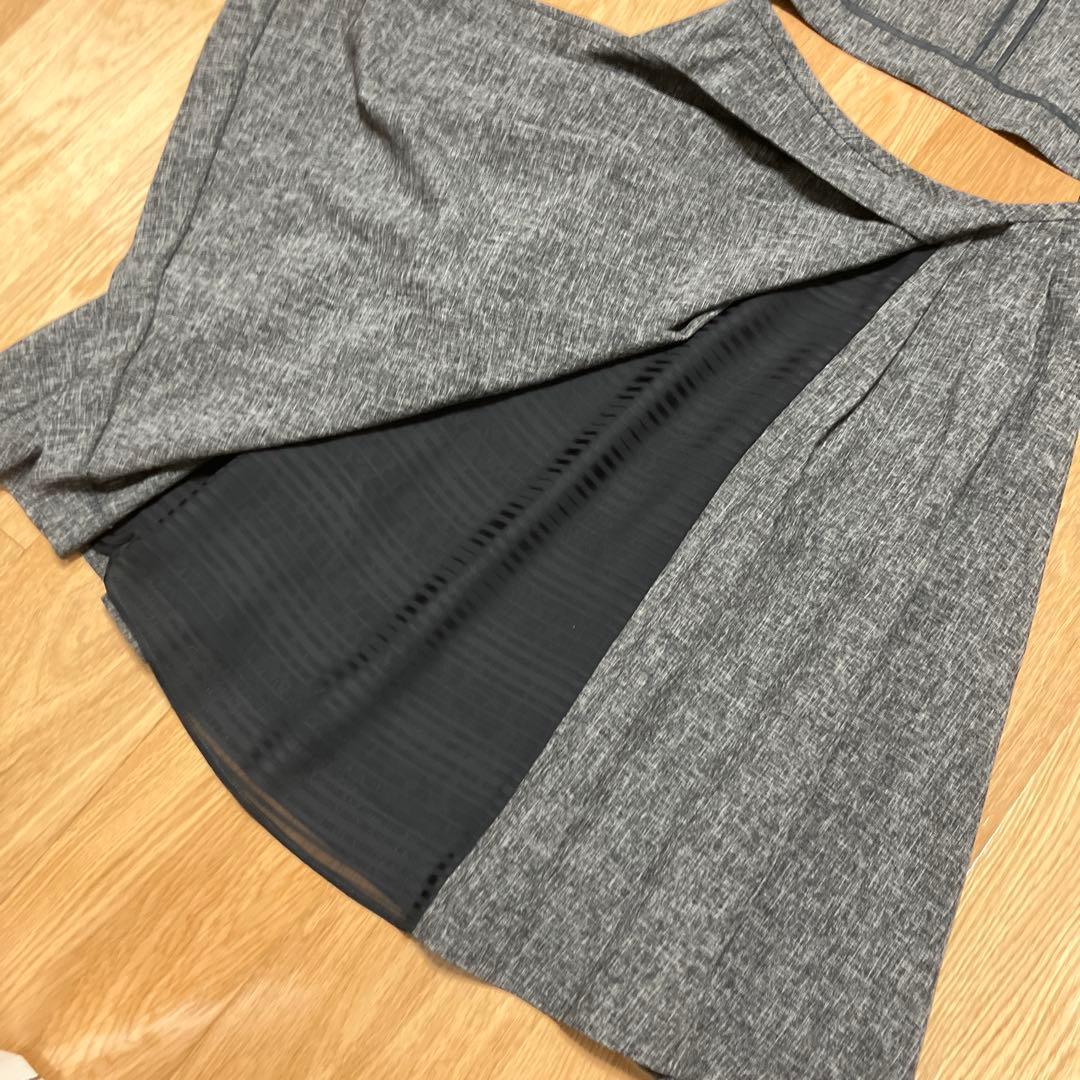 美品　Leilian グレー スカートセットアップ　スーツセット　S