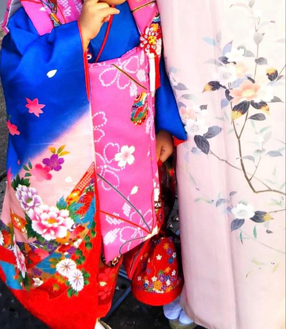 【マリン】★女の子3歳　七五三正絹お着物被布セット