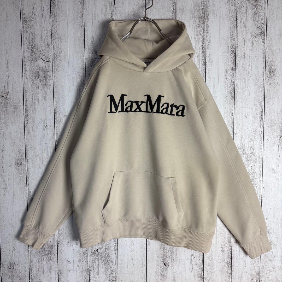 6033【美品】マックスマーラ‪☆センター刺繍ロゴ入りパーカー 即完売注意