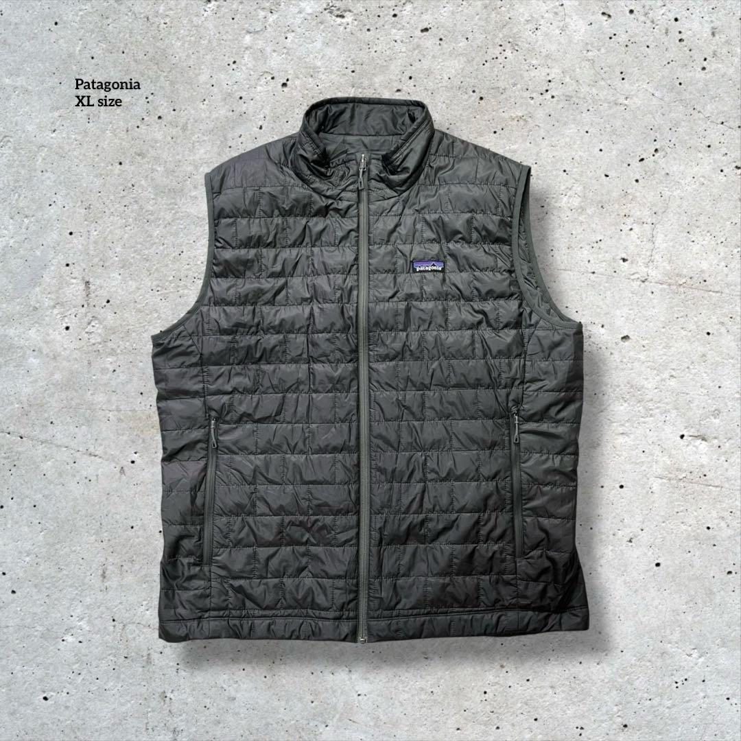 Patagoniaパタゴニアナノパフベストプリマロフト中綿ダークグレーXL