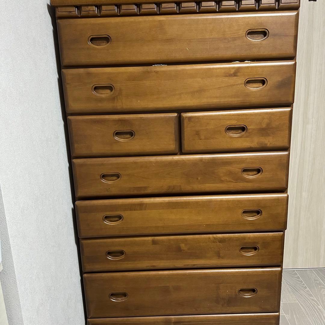 ブラウン木製チェスト 8引き出し