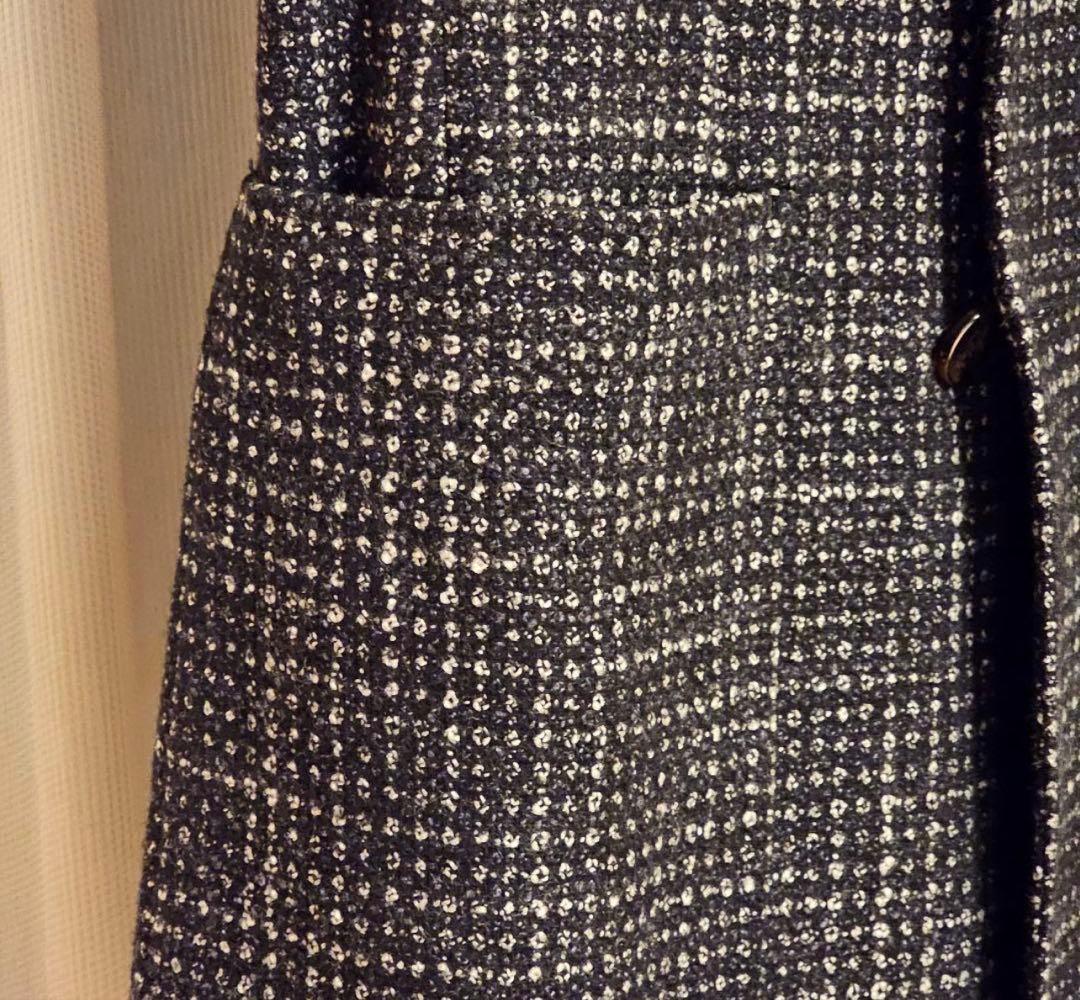 【美品】canonico tweedダブルブレストジャケット 濃紺×グレー