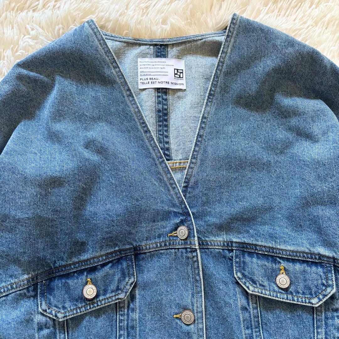 パシオーネ　カフネ デニムジャケット ノーカラー