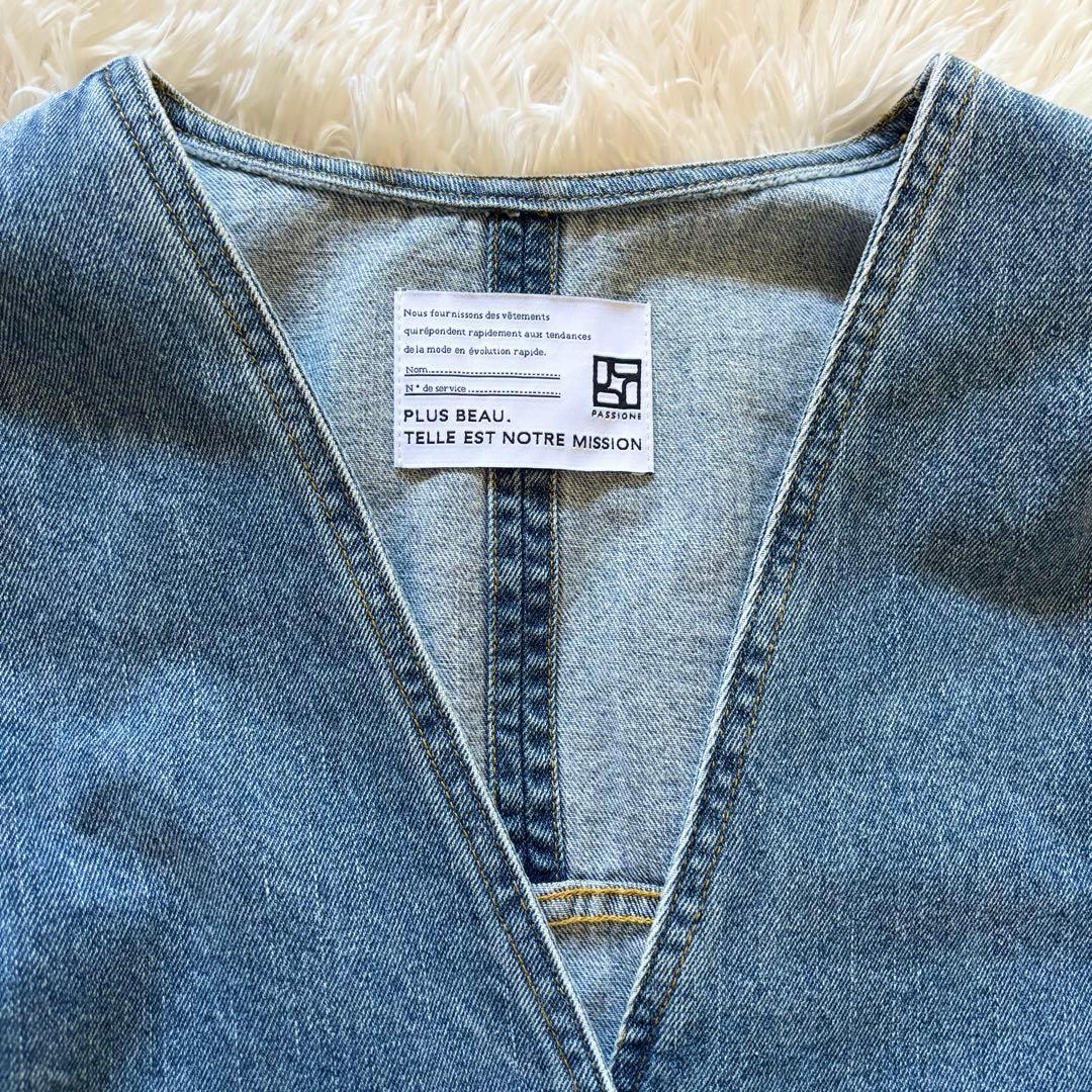 パシオーネ　カフネ デニムジャケット ノーカラー