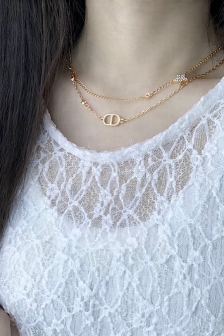 Dior ゴールド CDロゴ ダブル ネックレス