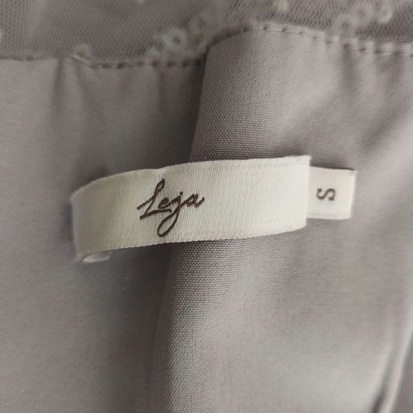 LEJA　ドットチュールフラワースパンコール　Iラインドレス　グレー　S