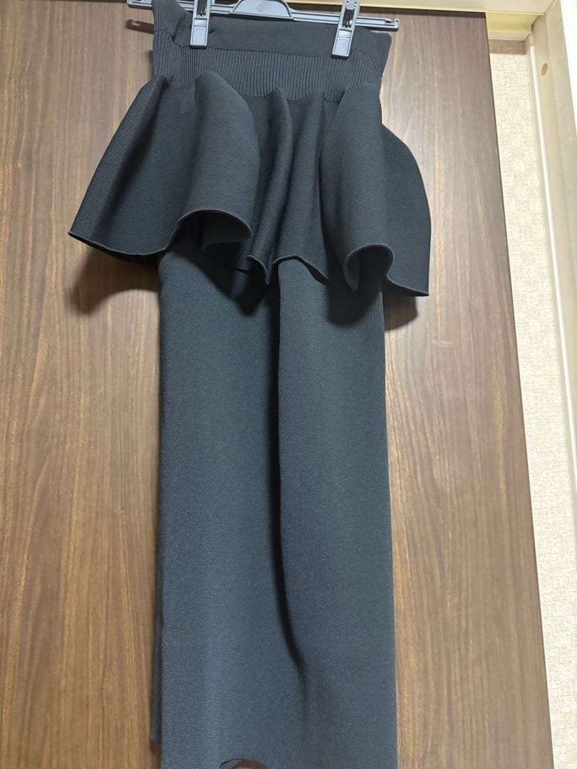 POTTEY LAYERED SKIRT ネイビー/レッド