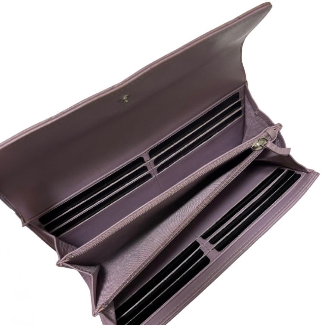 希少　CHANEL シャネル　長財布　財布　ラムスキン　パープル　ラベンダー　箱