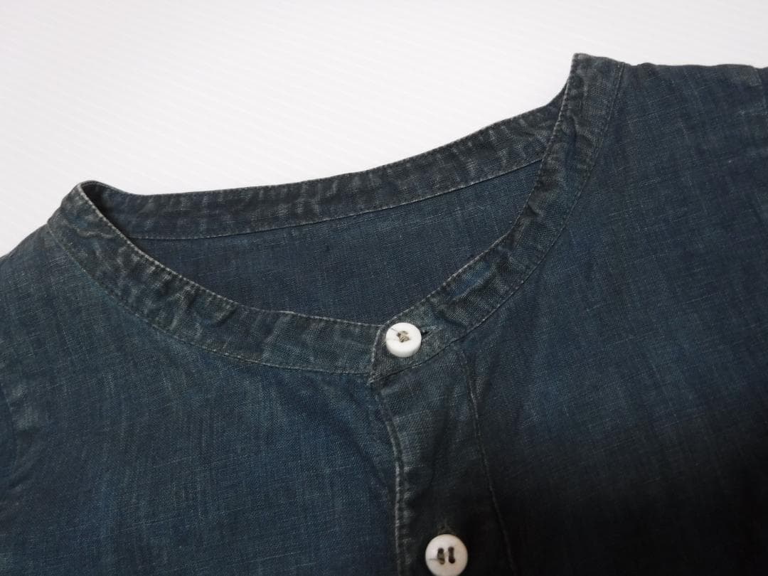 ちょ 宝島染工 切替シャツリネン 泥藍染め 5