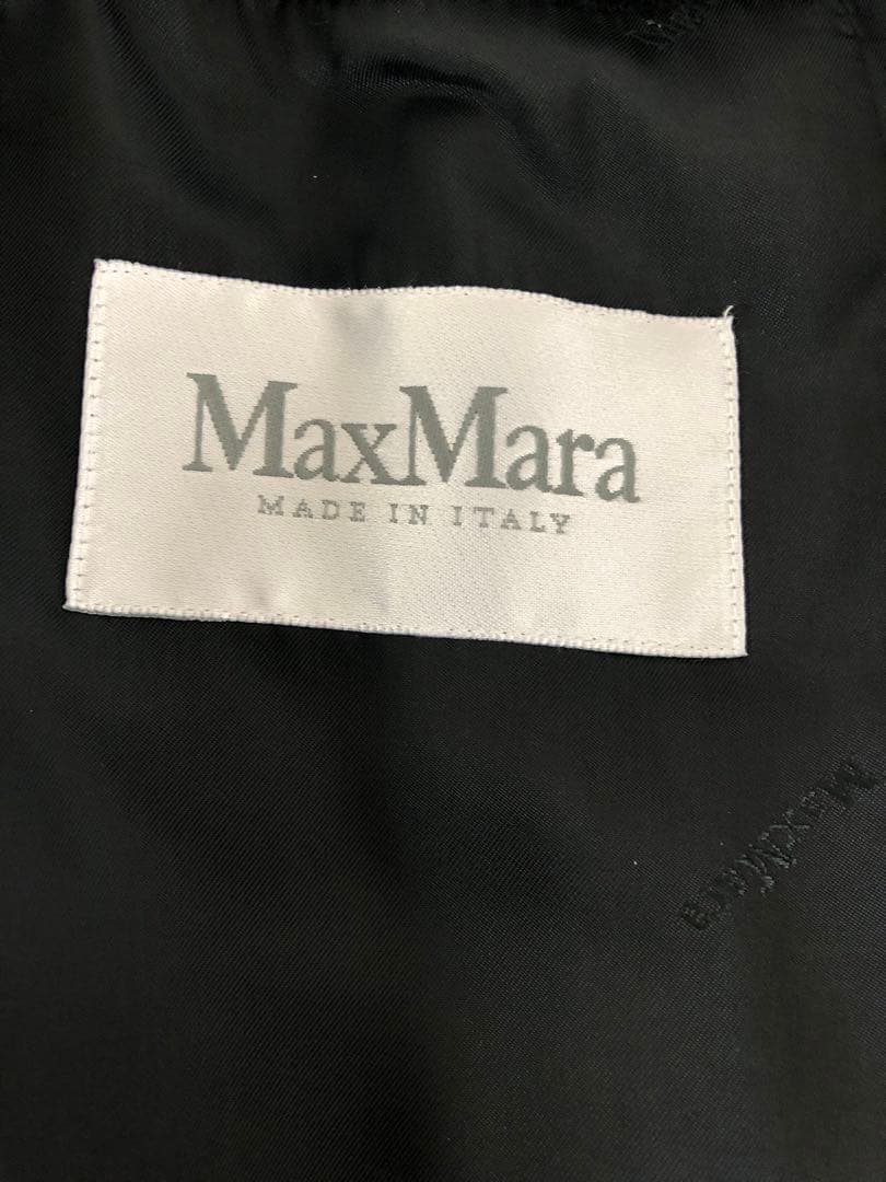 訳あり MaxMara マックスマーラ 黒と茶色のファーコート ロング M